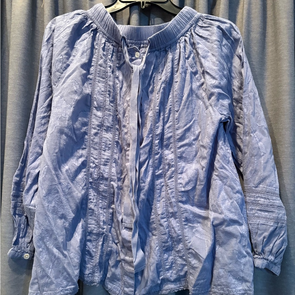 Roller Rabbit Light Blue Textured Blouse